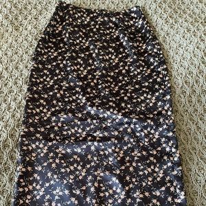 Vintage Black Floral Maxi Skirt
